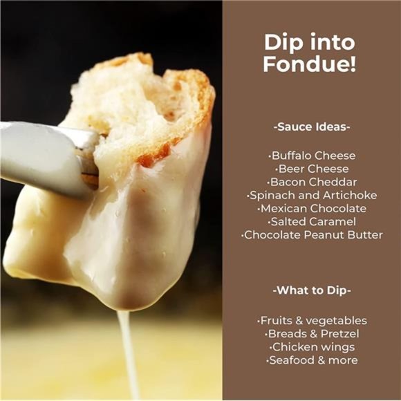 6-Cup Stainless Steel Electric Fondue Pot Set with Temperature Control, 6 Color - Picture 6 of 6